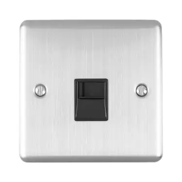 Click Here To Enlarge This Photo Of EN1MSSB - Eurolite 1 Gang Master Telephone Socket Satin Stainless Steel with Black Trim &lpar;Enhance Range&rpar;