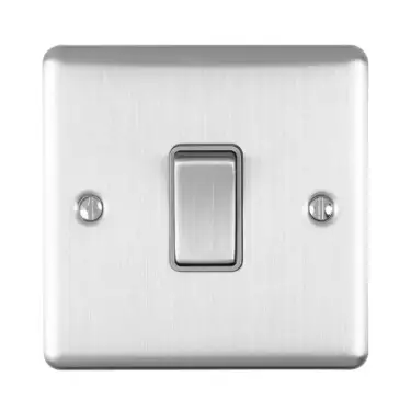 Click Here To Enlarge This Photo Of EN1SWSSG - Eurolite 1 Gang 10Amp 2Way Switch Satin Stainless Steel with Grey Trim &lpar;Enhance Range&rpar;