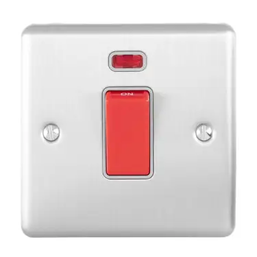 Click Here To Enlarge This Photo Of EN45ASWNSSG - Eurolite 45Amp DP Cooker Switch with Neon Indicator &lpar;Vertical&rpar; Satin Stainless Steel with Grey Trim &lpar;Enhance Range&rpar;