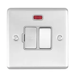 ENSWFNSSG - Eurolite 13Amp DP Switched Fuse Spur with Neon Indicator Satin Stainless Steel with Grey Trim &lpar;Enhance Range&rpar;