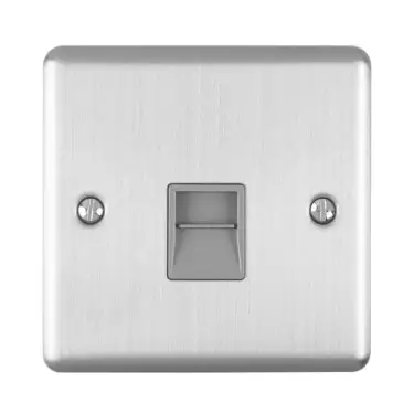 Click Here To Enlarge This Photo Of EN1MSSG - Eurolite 1 Gang Master Telephone Socket Satin Stainless Steel with Grey Trim &lpar;Enhance Range&rpar;