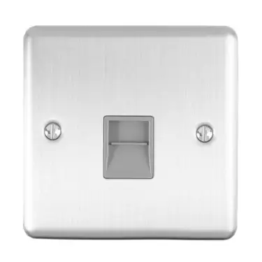 Click Here To Enlarge This Photo Of EN1SLSSG - Eurolite 1 Gang Slave Telephone Socket Satin Stainless Steel with Grey Trim &lpar;Enhance Range&rpar;