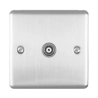 EN1TVSSG - Eurolite 1 Gang TV Coaxial Socket Satin Stainless Steel with Grey Trim &lpar;Enhance Range&rpar;