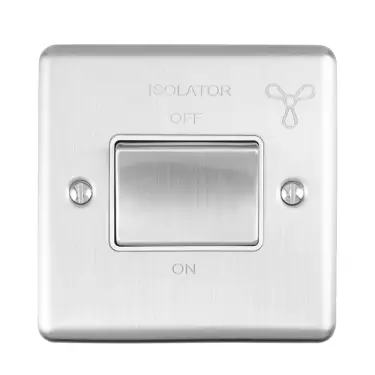 Click Here To Enlarge This Photo Of ENFSWSSW - Eurolite 6Amp Fan Isolator Switch Satin Stainless Steel with White Trim &lpar;Enhance Range&rpar;