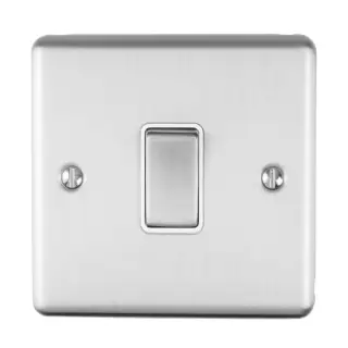 ENINTSSW - Eurolite 1 Gang 10Amp Intermediate Switch Satin Stainless Steel with White Trim &lpar;Enhance Range&rpar;