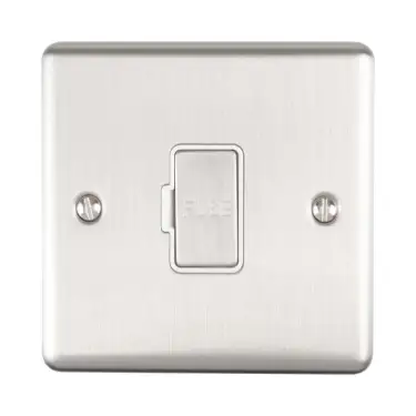 Click Here To Enlarge This Photo Of ENUSWFSSW - Eurolite 13Amp Unswitched Fuse Spur Satin Stainless Steel with White Trim &lpar;Enhance Range&rpar;