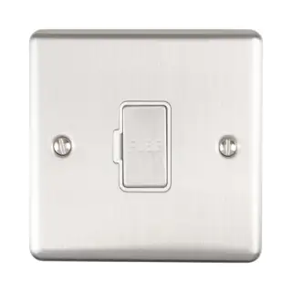 ENUSWFSSW - Eurolite 13Amp Unswitched Fuse Spur Satin Stainless Steel with White Trim &lpar;Enhance Range&rpar;