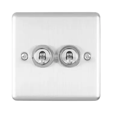 Click Here To Enlarge This Photo Of ENT2SWSS - Eurolite 2 Gang 10Amp 2Way Switch Satin Stainless Steel &lpar;Enhance Range&rpar;