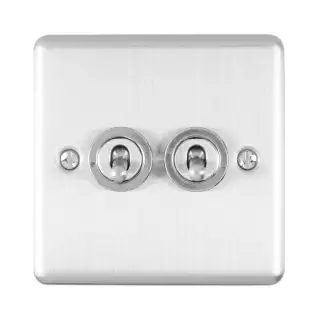 ENT2SWSS - Eurolite 2 Gang 10Amp 2Way Switch Satin Stainless Steel &lpar;Enhance Range&rpar;