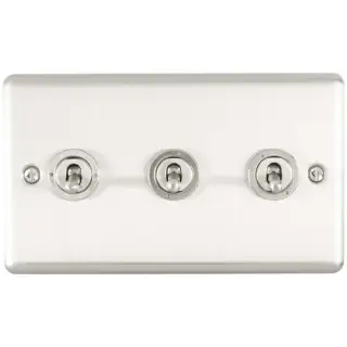 ENT3SWSS - Eurolite 3 Gang 10Amp 2Way Switch Satin Stainless Steel &lpar;Enhance Range&rpar;