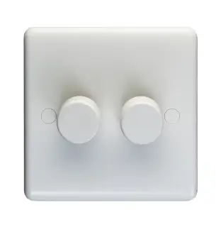 PL3504&sol;22 - Eurolite Enhance White Plastic 2 Gang 2 Way 40-400W Dimmer