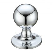 FB202CP - Zoo Hardware Fulton & Bray Ball Mortice Knob Furniture &lpar;Unsprung&rpar; 62&period;5mm Rose dia&period; Polished Chrome