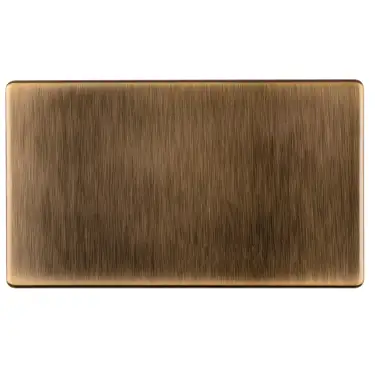 Click Here To Enlarge This Photo Of AB2BB - Eurolite Double Blank Plate on 3mm Flat Concealed Antique Brass Plate