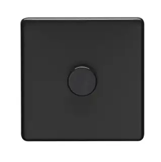 ECMB1DLED - Eurolite 1 Gang LED Push On&sol;Off 2Way Dimmer on 3mm Flat Concealed Matt Black Plate