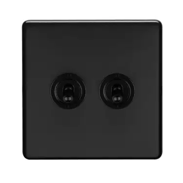 Click Here To Enlarge This Photo Of ECMBT2SW - Eurolite 2 Gang 20Amp 2Way Toggle Switch Matt Black Plate