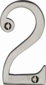 C1560 2-SN Heritage Brass Numeral 2 Face Fix 76mm &lpar;3"&rpar; Satin Nickel Finish