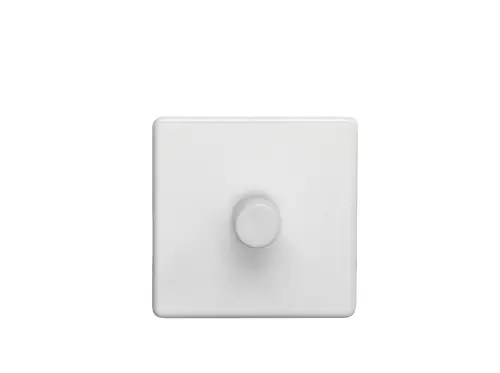 Click Here To Enlarge This Photo Of ECW1DLED - Eurolite 1 Gang LED Push On&sol;Off 2Way Dimmer on 3mm Flat Concealed Matt White Plate