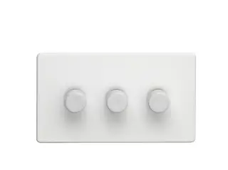 ECW3DLED - Eurolite 3 Gang LED Push On&sol;Off 2Way Dimmer on 3mm Flat Concealed Matt White Plate