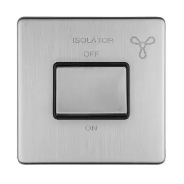 Click Here To Enlarge This Photo Of ECSSFSWB - Eurolite 6Amp Fan Isolator Switch on 3mm Flat Concealed Satin Stainless Plate with Matching Rocker