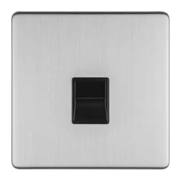 Click Here To Enlarge This Photo Of ECSS1MB - Eurolite 1 Gang Telephone Master on 3mm Flat Concealed Satin Stainless Plate with Black Trim