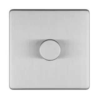 ECSS1DLED - Eurolite 1 Gang LED Push On&sol;Off 2Way Dimmer on 3mm Flat Concealed Satin Stainless Plate