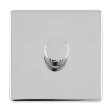 Click Here To Enlarge This Photo Of ECPC1DLED - Eurolite 1 Gang LED Push On&sol;Off 2Way Dimmer on 3mm Flat Concealed Polished Chrome Plate