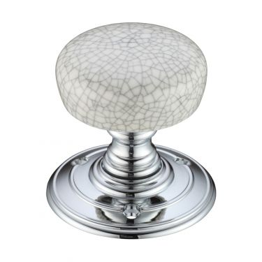Click Here To Enlarge This Photo Of FB304GCCP - Zoo Hardware Fulton & Bray Porcelain Mortice Knob on Round Rose &lpar;Unsprung&rpar; Grey Crackle - Face Fix
