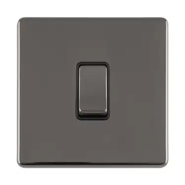 Click Here To Enlarge This Photo Of ECBNINTB - Eurolite 1 Gang Intermediate Switch on 3mm Flat Concealed Black Nickel Plate with Matching Rockers