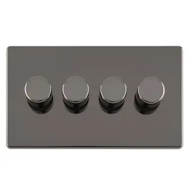 Click Here To Enlarge This Photo Of ECBN4DLED - Eurolite 4 Gang LED Push On&sol;Off 2Way Dimmer on 3mm Flat Concealed Black Nickel