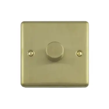 Click Here To Enlarge This Photo Of EN1DLEDSB - Eurolite 1 Gang 400W&sol;LED 2Way Dimmer Switch Satin Brass &lpar;Enhance Range&rpar;