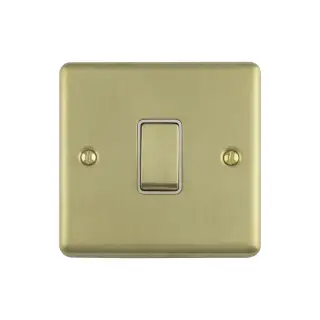 EN1SWSBW - Eurolite 1 Gang 10Amp 2Way Switch Satin Brass with White Trim &lpar;Enhance Range&rpar;