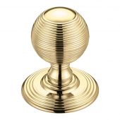 FB306 - Zoo Hardware Fulton & Bray Ringed Mortice Knob on Round Rose &lpar;Unsprung&rpar; Concealed Fix - Polished Brass