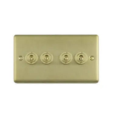 Click Here To Enlarge This Photo Of ENT4SWSB - Eurolite 4 Gang Toggle Switch Satin Brass &lpar;Enhance Range&rpar;