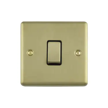 Click Here To Enlarge This Photo Of EN20ASWSBB - Eurolite 1 Gang 20Amp DP Switch Satin Brass with Black Trim &lpar;Enhance Range&rpar;