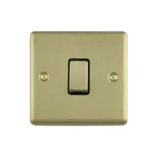 EN20ASWSBB - Eurolite 1 Gang 20Amp DP Switch Satin Brass with Black Trim &lpar;Enhance Range&rpar;
