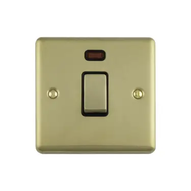 Click Here To Enlarge This Photo Of EN20ASWNSBB - Eurolite 1 Gang 20Amp DP Switch with Neon Indicator Satin Brass with Black Trim &lpar;Enhance Range&rpar;