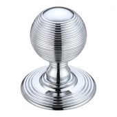 FB306CP - Zoo Hardware Fulton & Bray Ringed Mortice Knob on Round Rose &lpar;Unsprung&rpar; Concealed Fix - Polished Chrome