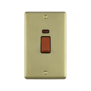 EN45ASWNSBB - Eurolite 45Amp DP Cooker Switch with Neon Indicator &lpar;Vertical&rpar; Satin Brass with Black Trim &lpar;Enhance Range&rpar;