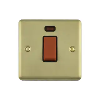 EN45ASWNSSBB - Eurolite 1 Gang 45Amp DP Switch with Neon Indicator Satin Brass with Black Trim &lpar;Enhance Range&rpar;