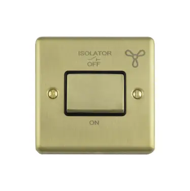 Click Here To Enlarge This Photo Of ENFSWSBB - Eurolite 6Amp Fan Isolator Switch Satin Brass with Black Trim &lpar;Enhance Range&rpar;