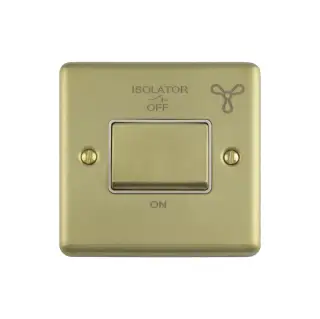ENFSWSBW - Eurolite 6Amp Fan Isolator Switch Satin Brass with White Trim &lpar;Enhance Range&rpar;