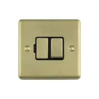 ENSWFSBB - Eurolite 13Amp DP Switched Fuse Spur Satin Brass with Black Trim &lpar;Enhance Range&rpar;