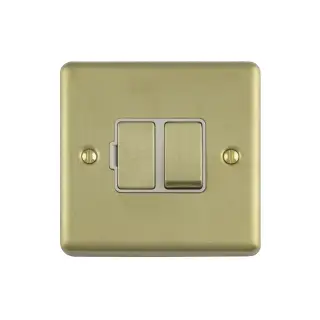 ENSWFSBW - Eurolite 13Amp DP Switched Fuse Spur Satin Brass with White Trim &lpar;Enhance Range&rpar;