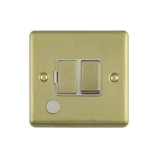 ENSWFFOSBW - Eurolite 13Amp DP Switched Fuse Spur with Flex Outlet Satin Brass with White Trim &lpar;Enhance Range&rpar;