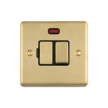 Click Here To Enlarge This Photo Of ENSWFNSBB - Eurolite 13Amp DP Switched Fuse Spur with Neon Indicator Satin Brass with Black Trim &lpar;Enhance Range&rpar;