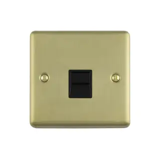 EN1MSBB - Eurolite 1 Gang Master Telephone Socket Satin Brass with Black Trim &lpar;Enhance Range&rpar;