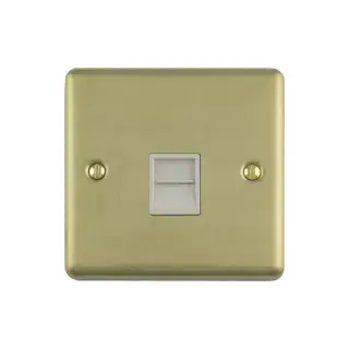 EN1MSBW - Eurolite 1 Gang Master Telephone Socket Satin Brass with White Trim &lpar;Enhance Range&rpar;