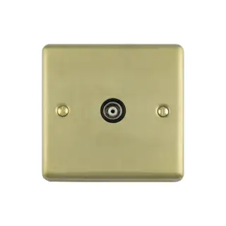 EN1TVSBB - Eurolite 1 Gang TV Coaxial Socket Satin Brass with Black Trim &lpar;Enhance Range&rpar;