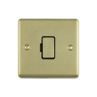 Click Here To Enlarge This Photo Of ENUSWFSBB - Eurolite 13Amp Unswitched Fuse Spur Satin Brass with Black Trim &lpar;Enhance Range&rpar;