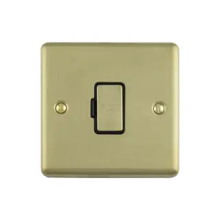 ENUSWFSBB - Eurolite 13Amp Unswitched Fuse Spur Satin Brass with Black Trim &lpar;Enhance Range&rpar;